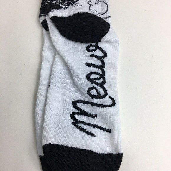 Rude Cat Womens Crew Socks Hot Topic Black White Meow Cats Kittens Kitty Fun New - Picture 9 of 12
